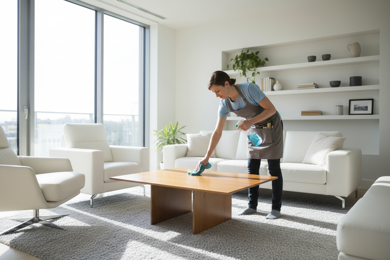 person cleaning a home